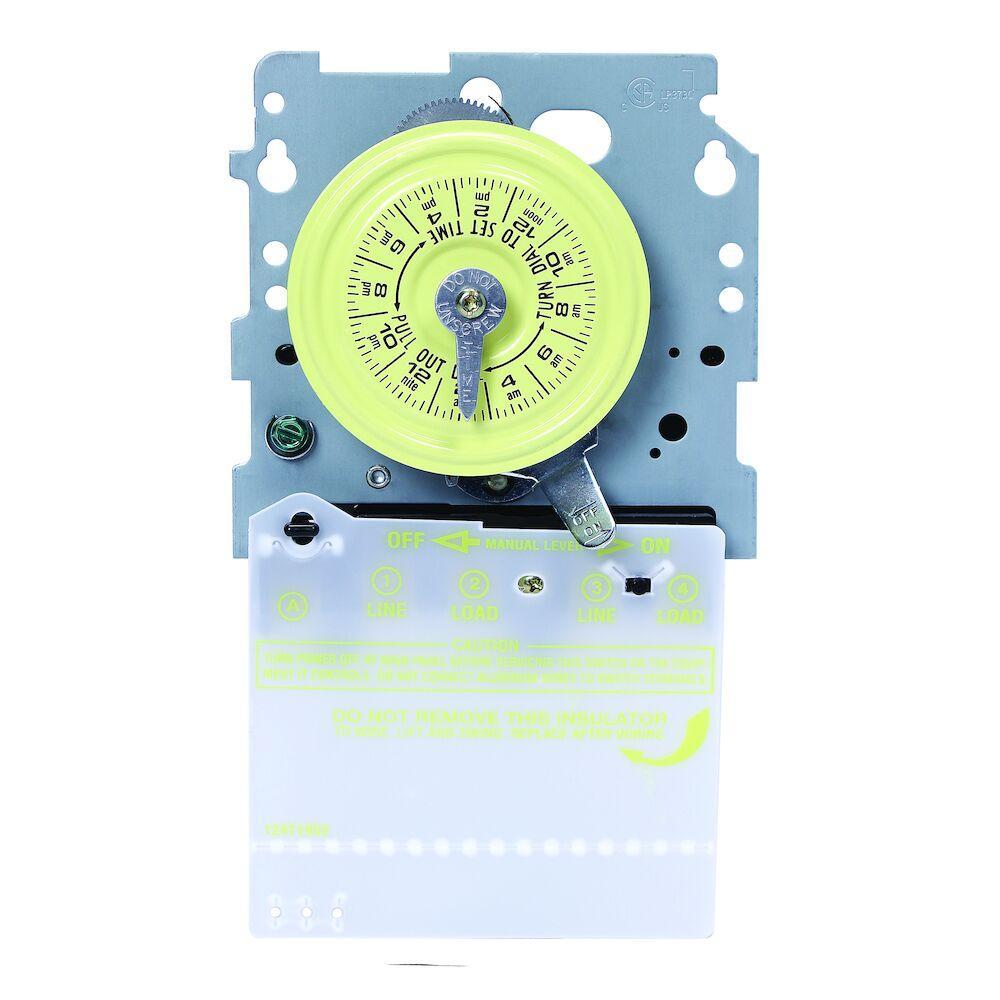 Intermatic T104M T100M Mechanical Time Switch Mechanism, 208 to 277 V AC, 40 A, 2NO 2 Form A DPST Contact, 2 Poles