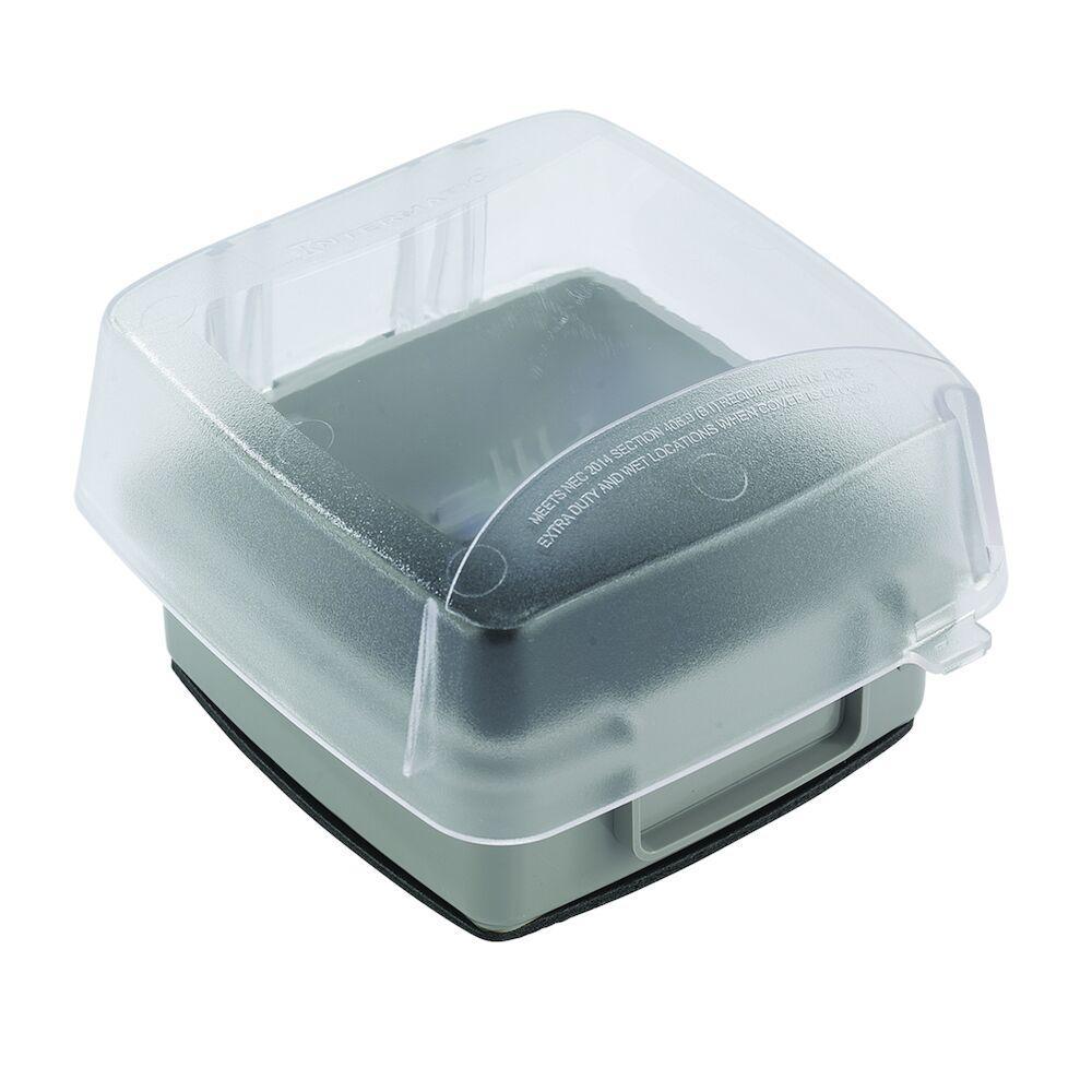 Intermatic WP5240C Heavy Duty Non-Metallic Weatherproof While-In-Use Cover, 6-1/2 in L x 6-1/2 in W x 3-5/8 in D, Receptacle Cover, Polycarbonate