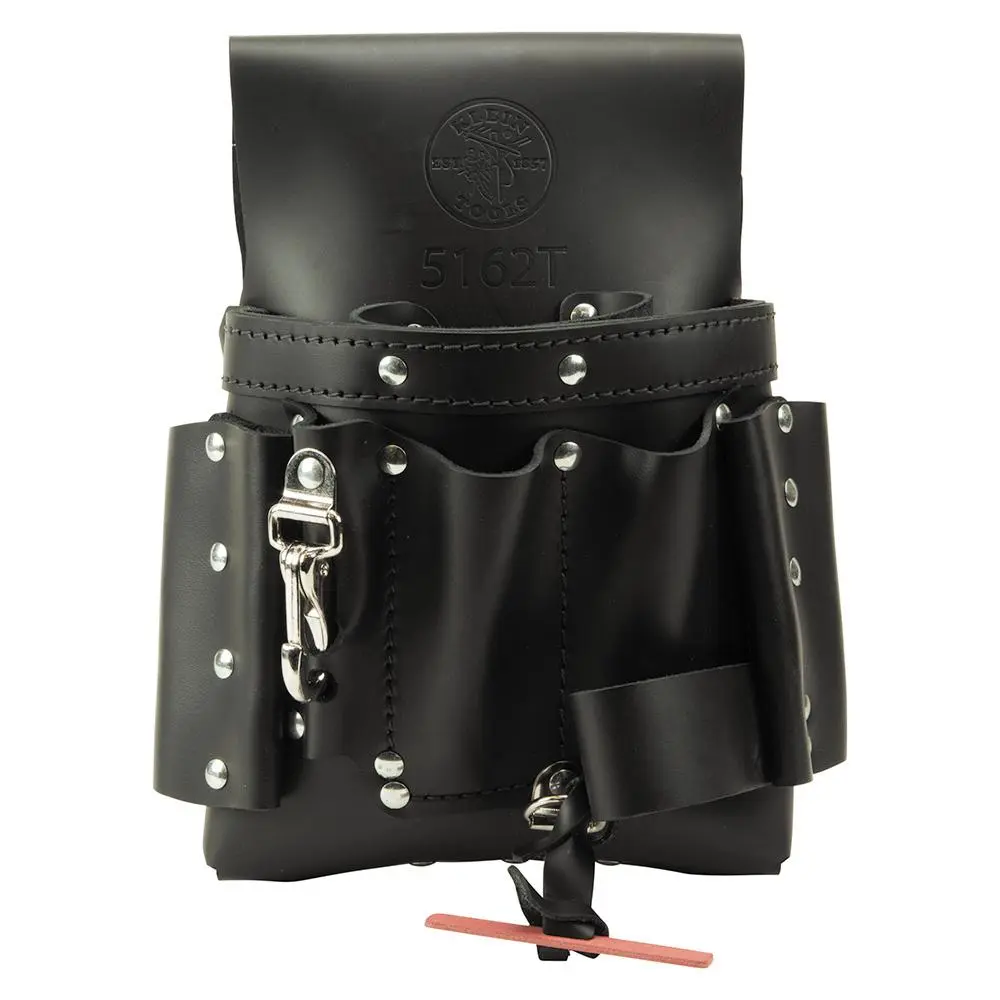 Klein 5162T 8-Pocket Tool Pouch, Leather, Black