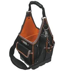 Klein Tradesman Pro™ 554158-14 Large Open Top Closure Electrician's Tool Tote, 1680D Ballistic Weave, Black/Orange