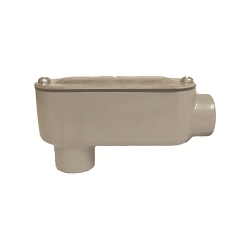 Allied Tube & Conduit ALB1CGKON Type LB Conduit Body With Stamped Aluminum Flat Cover, Neoprene Gasket, 1/2 in Hub, Copper Free Die Cast Aluminum