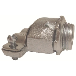 Allied Tube & Conduit BX38DKON Duplex Straight Squeeze Connector With Stamped Steel Cover and Steel Locknut, 3/8 in Trade, 1/2 in Knockout, Malleable Iron, Zinc Plated