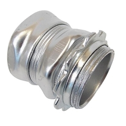 Allied Tube & Conduit CC75-ICRKON Straight Compression Connector With Insulated Throat, 3/4 in Trade, For Use With EMT Conduit, Steel, Zinc Plated