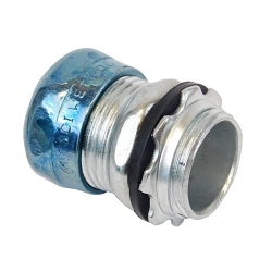 Allied Tube & Conduit CCR-50KON Straight Compression Connector, 1/2 in Trade, For Use With EMT Conduit, Steel, Zinc Plated