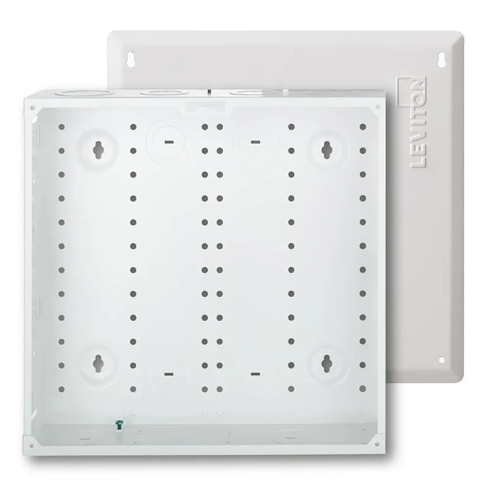 Leviton Structured Media® 47605-140 Knockout Cable Telecommunication Enclosure With Flush Mount Cover, Surface Mount, Steel
