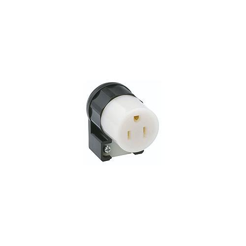 Leviton 5269-CA Cable Mount Grounding Straight Blade Connector, 125 V AC, 15 A, 2 Poles, 3 Wires, Black/White