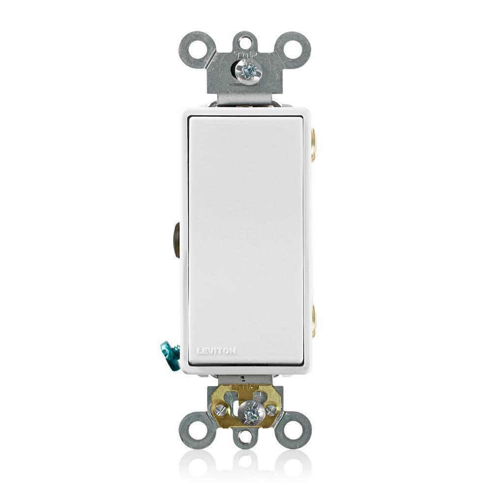 Leviton 5693-2W Self-Grounding AC Quiet Switch, 120/277 V AC, 15 A, 1/2 hp, 2 hp Power Rating