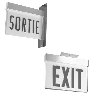 Lithonia Lighting LRP 1 GC 120/277 PNL Dual Voltage Edge-Lit Single Face Emergency Exit Sign, LED Lamp, 1.2/1.3 W Fixture, 120/277 V AC, Brushed Housing, EXIT Legend