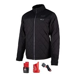Milwaukee M12™ 203B-212X Insulated Heated Jacket Kit, 2XL, Black, Polyester/Brushed Tricot Lining, 46 to 48 in Chest, Resists: Water and Wind