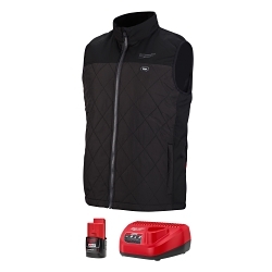 Milwaukee M12™ 303B-212X Insulated Heated Vest Kit, 2XL, Black, Polyester, 46 to 48 in Chest, Resists: Water and Wind