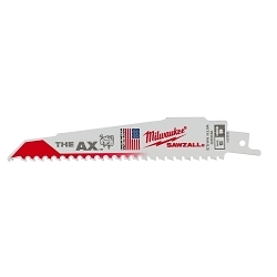 Milwaukee SAWZALL® AX™ 48-00-5021 Demolition Tapered Back Reciprocating Saw Blade, 6 in L x 1 in W, 5 TPI, Bi-Metal Body, Universal/Toothed Edge Tang