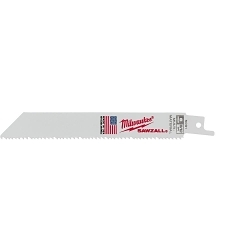 Milwaukee SAWZALL® 48-00-5091 Straight Back Thin Kerf Reciprocating Saw Blade, 6 in L x 3/4 in W, 8/12 TPI, Bi-Metal Body, Universal/Toothed Edge Tang