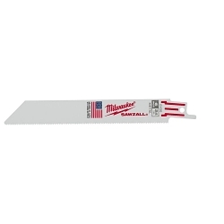 Milwaukee SAWZALL® 48-00-5186 Double Duty Straight Back Thin Kerf Reciprocating Saw Blade, 6 in L x 3/4 in W, 24 TPI, Bi-Metal Body, Universal/Toothed Edge Tang