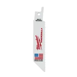 Milwaukee HACKZALL™ 49-00-5410 Straight Back Thin Kerf Reciprocating Saw Blade, 4 in L x 3/4 in W, 10 TPI, Bi-Metal Body, Universal/Toothed Edge Tang