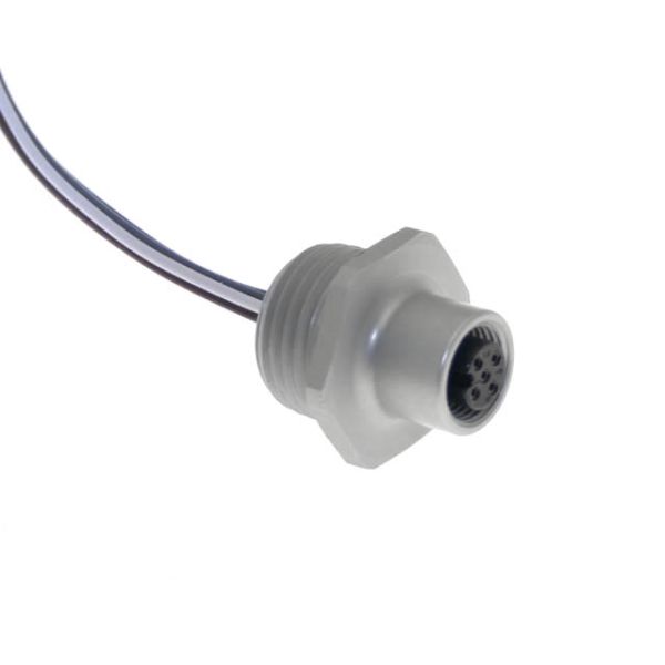 Mencom MDC-4FR-2-3M-18 Receptacle, M12 Female x Female Connector, 10 ft L Cable, 4 Poles