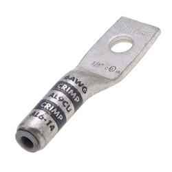 Polaris AL6-14 1-Hole Compression Lug, 6 AWG Stranded Conductor, 1/4 in Stud, Aluminum