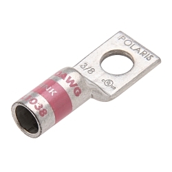 Polaris GL1038 1-Hole Compression Lug With Peep Hole, 1/0 AWG Stranded Conductor, 3/8 in Stud, Copper