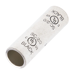 Polaris SC-2/0 Dual Rated Compression Splice, 2/0 AWG Conductor, 1-3/4 in L, Short Barrel, Black