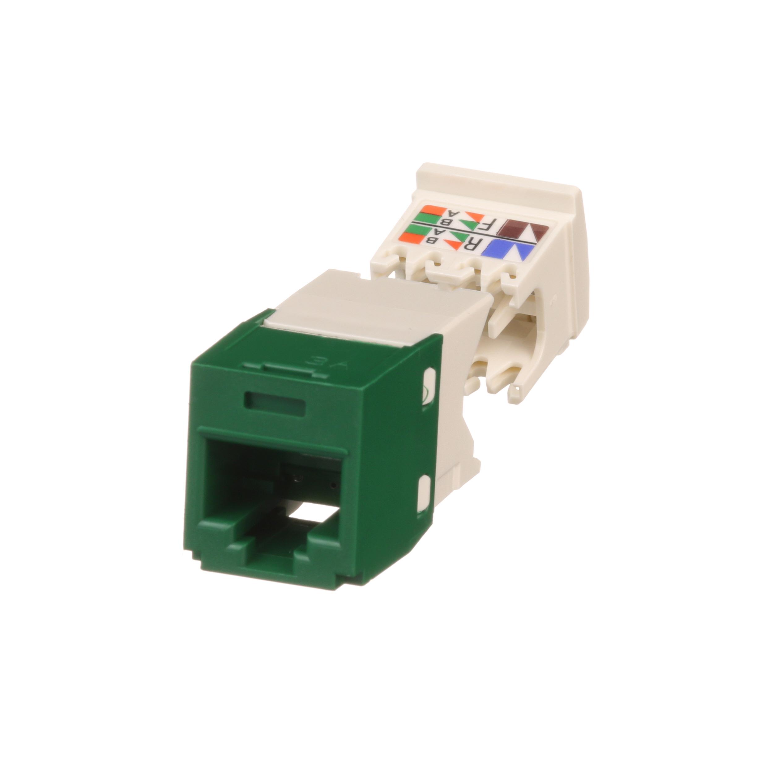 Panduit PanNet® TX6™ Plus CJ688TGGR-24 8-Position 8-Wire Universal TG Style Unshielded Jack Module, Cat 6 RJ45/Mini-Com® Module, Surface Mount, 1 Port, ABS/Polycarbonate, Green