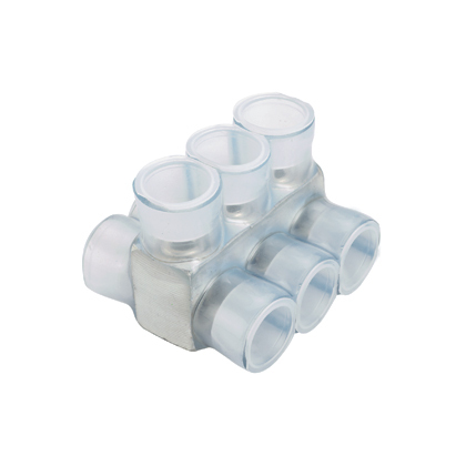 Panduit Pan-Lug™ PCSB4-8-4Y 8-Port Double Sided Multi-Tap Connector, 14 to 4 AWG Stranded, 14 to 10 AWG Aluminum/Copper/Solid Solid/Stranded Conductor, Screw Installation, Aluminum/PVC