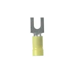 Panduit PV10-14F-E Fork Terminal, 14 to 10 AWG Conductor, 1.14 in L, Brazed Seam/Insulation Support Barrel, Copper, Yellow