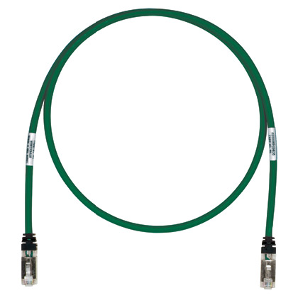 Panduit PanNet® TX6A™ 10Gig™ STP6X10GR S/FTP Shielded Patch Cord, Cat 6a, 26 AWG Stranded Copper Conductor, RJ45 Modular Plug Connector, 10 ft L Cord