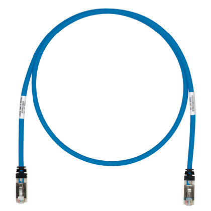 Panduit PanNet® TX6A™ 10Gig™ STP6X18BU S/FTP Shielded Patch Cord, Cat 6a, 26 AWG Stranded Copper Conductor, RJ45 Modular Plug Connector, 18 ft L Cord