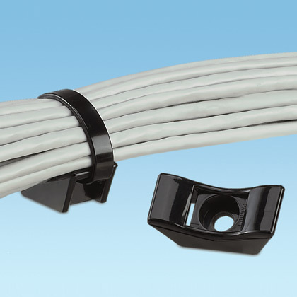 Panduit TMEH-S10-C0 Extra Heavy Weather-Resistant Cable Tie Mount, 2-Way, Threaded Mount, 1/2 in W Tie, Nylon 6.6/Polyamide, Black