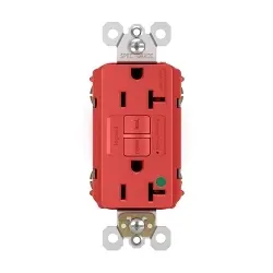 Pass & Seymour Radiant® 2097HGRED Duplex Self-Test GFCI Receptacle, 125 V AC, 20 A, 2 Poles, 3 Wires, Red