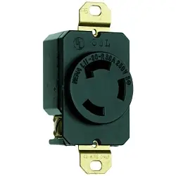 Pass & Seymour Turnlok® L1230-R 3-Phase Single Locking Receptacle, 480 V AC, 30 A, 3 Poles, 3 Wires, Black/White
