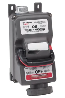 Pass & Seymour PS4100MIR7-W 3-Phase Non-Fusible Watertight Mechanical Interlock Receptacle, 480 V AC, 100 A, 3 Poles, 4 Wires