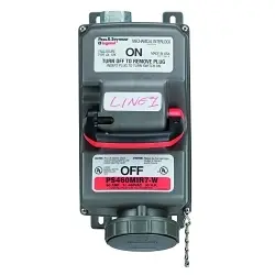 Pass & Seymour PS460MIR7-W 3-Phase Non-Fusible Watertight Mechanical Interlock Receptacle, 480 V AC, 60 A, 3 Poles, 4 Wires