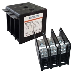 Mersen MPDB62103 Miniature Open Style Power Distribution Block, 1000 V AC/DC, 85 A, 3 Poles, 14 to 4 AWG Wire, Polycarbonate