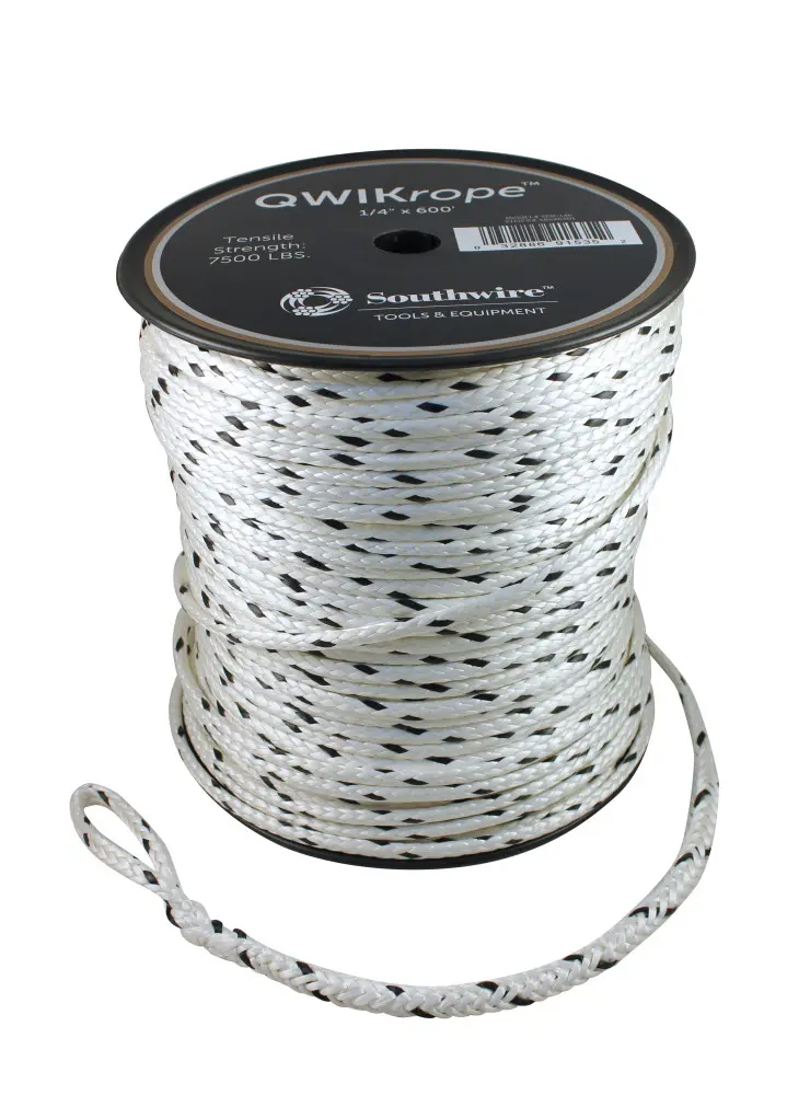 Southwire QWIK Rope 58305701 UHMWPE Rope Pulling Rope, 9/16 in OD, 600 ft L, 32000 lb Tensile Strength, 10000 lb Working, Polyethylene