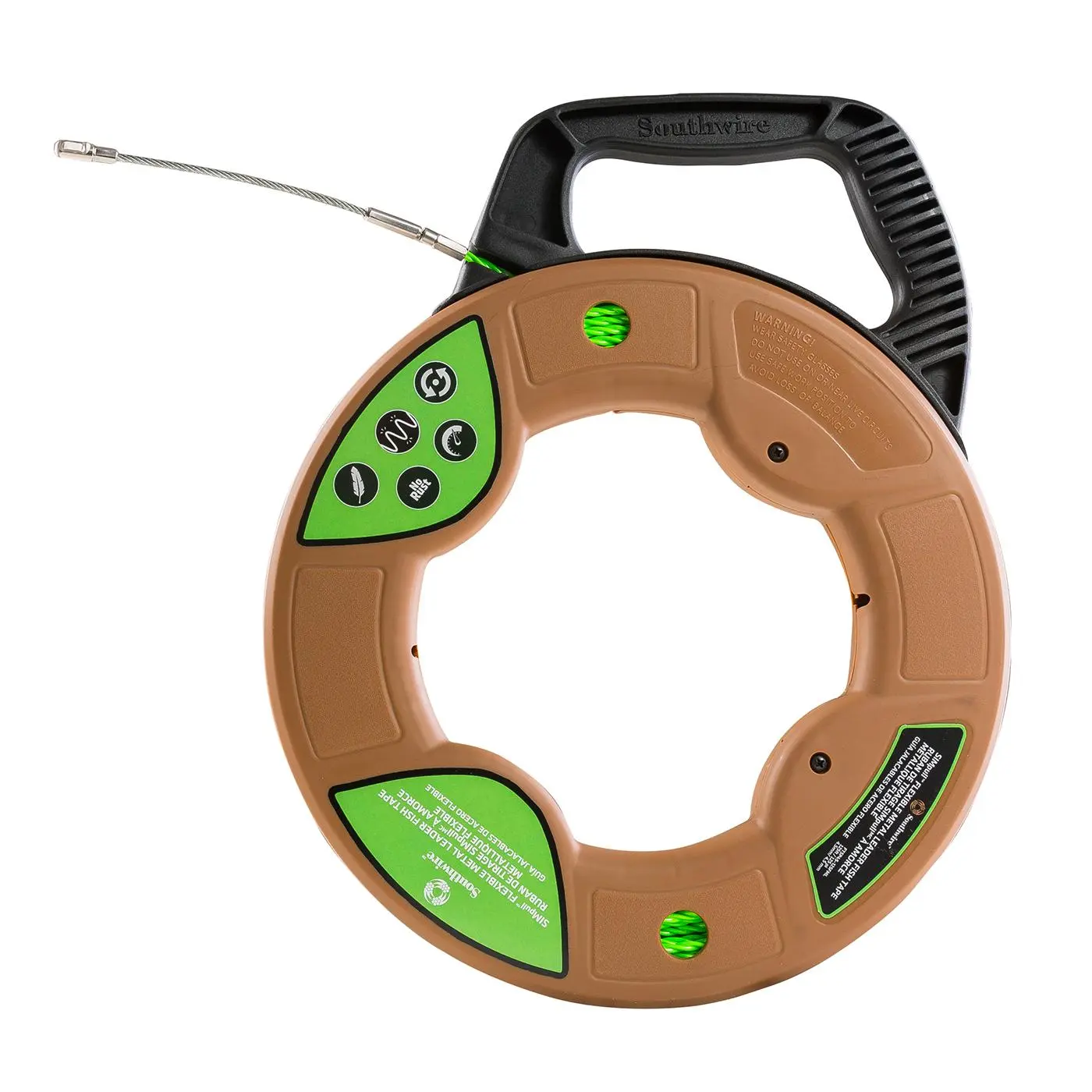 Southwire SIMpull® 598969 Flexible Fish Tape, 125 ft L Tape, Fiberglass Tape, Green