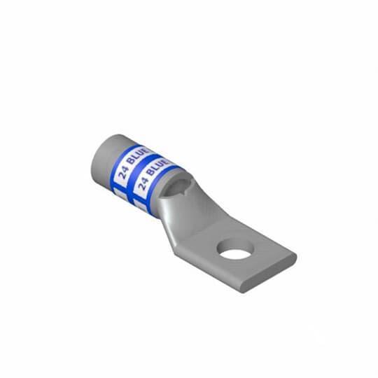 Color-Keyed 256-30695-424 1-Hole Non-Insulated Compression Lug With Peep Hole, 8 AWG Copper Conductor, Die Code: 21, 1/2 in Stud, Copper