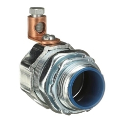 Thomas & Betts 5335GR External Bonding Insulated Straight Grounding Connector, 1-1/4 in Trade, Steel, Chromate Coated/Electro-Zinc Plated