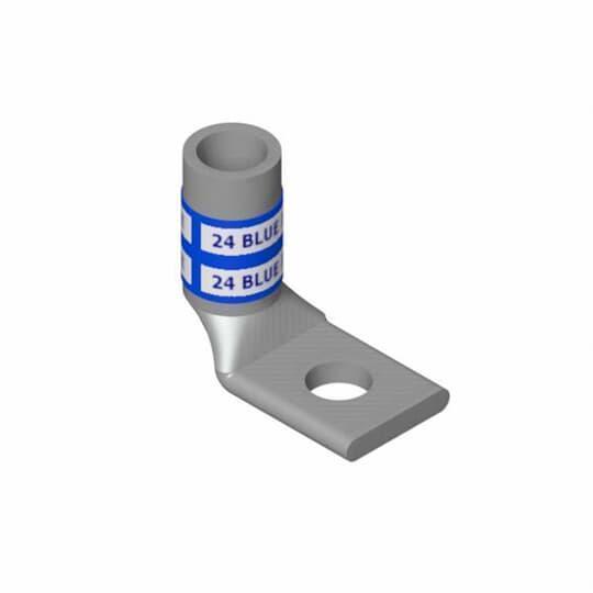 Color-Keyed 54106UB 54100 1-Hole Non-Insulated Compression Lug With Peep Hole, Inspection Window, 4 AWG Copper Conductor, Die Code: 29, 1/4 in Stud, Copper