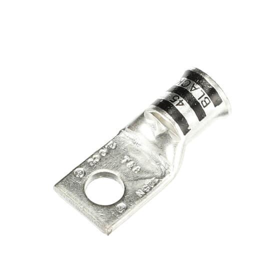 Color-Keyed 54110BS 54100 1-Hole Non-Insulated Compression Lug With Peep Hole, 2/0 AWG Copper Conductor, Die Code: 45, 3/8 in Stud, Copper