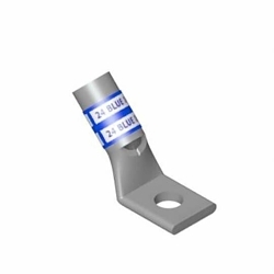 Color-Keyed 54165UF 54100 1-Hole Non-Insulated Compression Lug Connector With Peep Hole, 3/0 AWG Copper Conductor, Die Code: 50, 1/2 in Stud, Copper