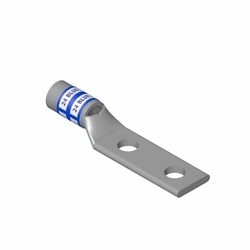 Color-Keyed 54224 54200 2-Hole Non-Insulated Compression Lug With Peep Hole, 800 kcmil Copper Conductor, Die Code: 107, 1/2 in Stud, Copper