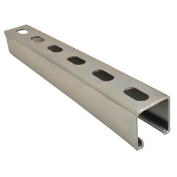 Kindorf B-907HS-10-SS B-907HS Half-Slotted Channel, 10 ft L 1-1/2 in W 3/4 in D 14 ga THK, 304 Stainless Steel, Galv-Krom®, Domestic