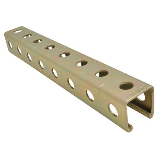 Kindorf B-995-6 B Series Punched Metal Channel, 6 ft L 1-1/2 in W 1-1/2 in D 12 ga THK, Steel, Galv-Krom®/Standard, Domestic