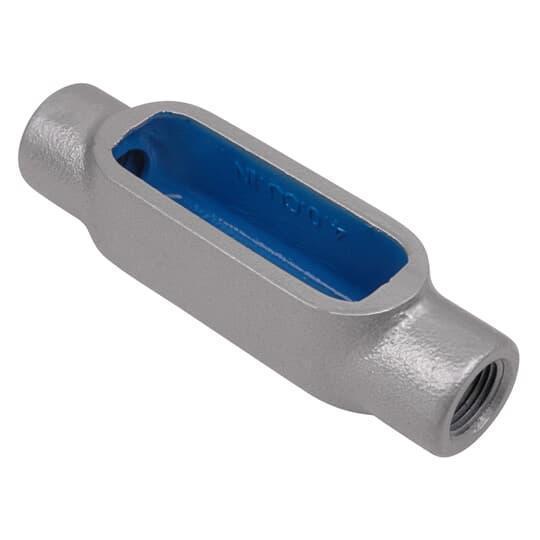 OCAL-BLUE® C28-4X-G Type-C Conduit Body With Cover, 3/4 in Hub, Form 8 Form, 8 cu-in Capacity, Iron, Hot Dipped Galvanized/PVC Coated