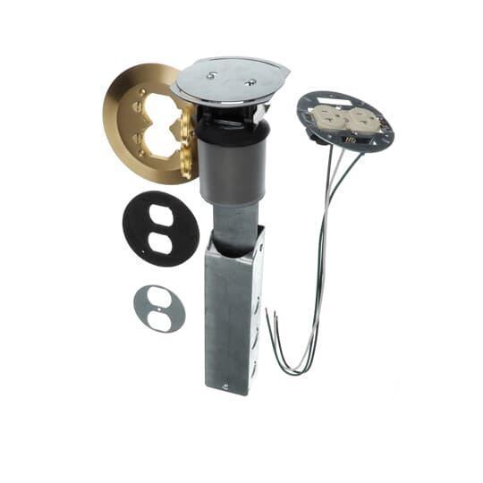 Steel City FPT449 Flush Service Poke-Through Base Unit With Cover, 3 in Hole, 7 in Dia Cover, 27 cu-in, Steel/Phenolic