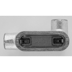 OCAL-BLUE® L67-G Type L Conduit Body, 2 in Hub, Form 7 Form, Iron, PVC Coated