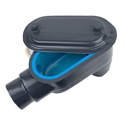 OCAL-BLUE® LB27-G Type LB Conduit Body With Cover, 3/4 in Hub, Form 7 Form, 6.6 cu-in Capacity, Iron, PVC Coated