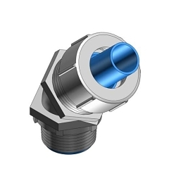 Thomas & Betts Bullet® LT438M Conduit Connector With Nylon Insert, 3/8 in Trade, 45 deg, Steel, Electro-Zinc Plated