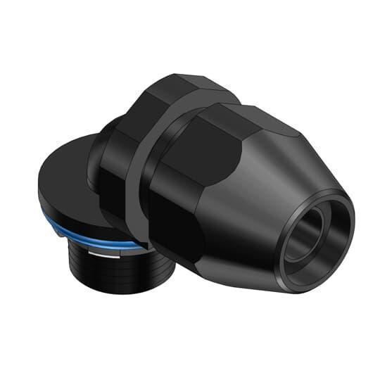 Thomas & Betts Plastic Bullet® LT938P Flexible Conduit Connector, 3/8 in Trade, 90 deg, Thermoplastic
