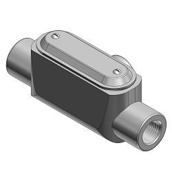 Thomas & Betts BlueKote® T57CG-TB Type T Pre-Assembled Conduit Body With Cover, Gasket, 1-1/2 in Hub, Form 7 Form, 27.5 cu-in Capacity, Iron, Epoxy Powder Coated/Zinc Plated